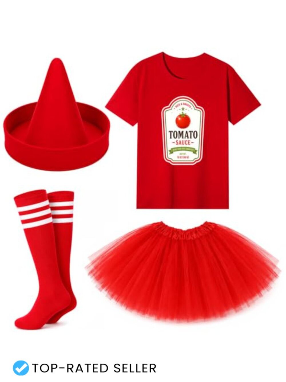 4 Pc Halloween Ketchup Mustard Costume Set Women Cosplay